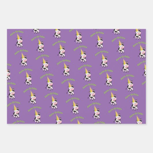 Happy Birthday Party Cow Geschenkpapier Set (Vorderseite 2)