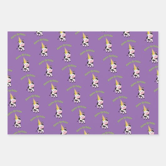 Happy Birthday Party Cow Geschenkpapier Set (Vorderseite)