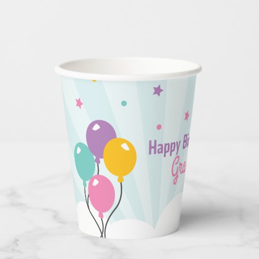 Happy Birthday Party Cup mit Balloons Pappbecher (Vorderseite)