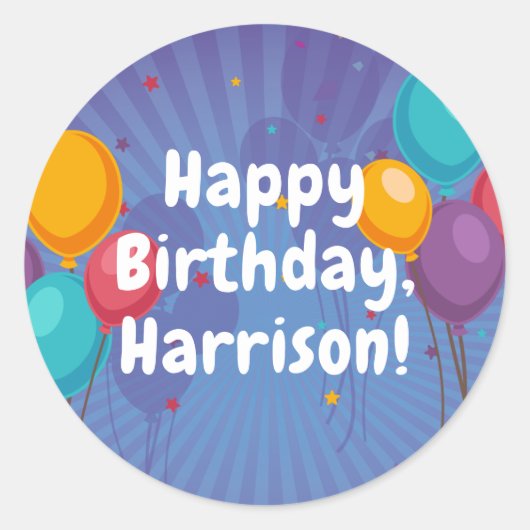 Happy Birthday Party Dark Blue Balloons Sticker (Vorderseite)