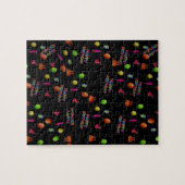 Happy Birthday Party Decor Balloons Hat Cake Text Puzzle (Horizontal)