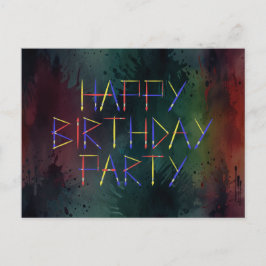 Happy Birthday Party farbenfrohe Brush Einladung Postkarte