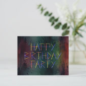 Happy Birthday Party farbenfrohe Brush Einladung Postkarte (Stehend Vorderseite)