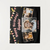 Happy Birthday Party Foto Collage Fun Hintergrund Wandteppich (Vorderseite)