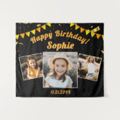 Happy Birthday Party Foto Collage Fun Hintergrund Wandteppich (Vorderseite (Horizontal))
