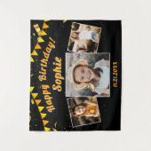 Happy Birthday Party Foto Collage Fun Hintergrund Wandteppich (Vorderseite)