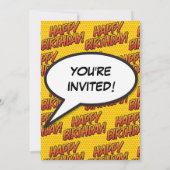Happy Birthday Party Fun Comic Modernes Einladung (Rückseite)