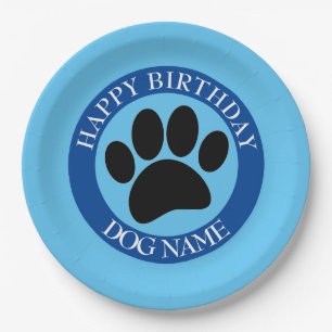 Happy Birthday Party für Hunde blau Pappteller