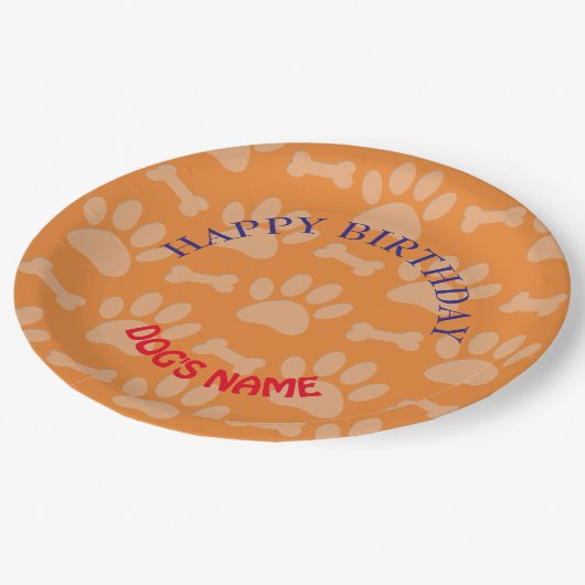 Happy Birthday Party für Hunde Pappteller (Schrägansicht)