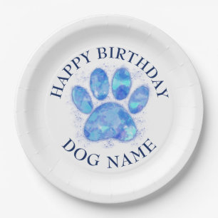 Happy Birthday Party für Hunde Wasserfarbe Pappteller