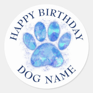 Happy Birthday Party für Hunde Wasserfarbe Runder Aufkleber