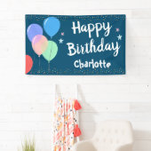 Happy Birthday Party Girly Blue Banner (Insitu)