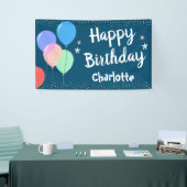 Happy Birthday Party Girly Blue Banner (Messeveranstaltung)