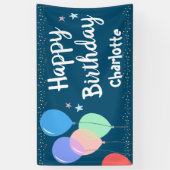 Happy Birthday Party Girly Blue Banner (Vertikal)