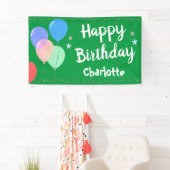Happy Birthday Party Girly Green Banner (Insitu)