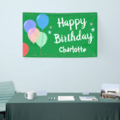 Happy Birthday Party Girly Green Banner (Messeveranstaltung)