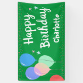 Happy Birthday Party Girly Green Banner (Vertikal)