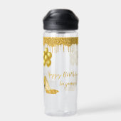 Happy Birthday Party Gold Glitzer Look Trinkflasche (Rückseite)