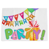 Happy Birthday Party Große Geschenktüte (Vorderseite)