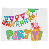 Happy Birthday Party Große Geschenktüte (Rückseite)