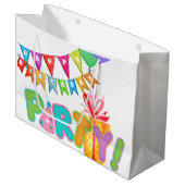 Happy Birthday Party Große Geschenktüte (Vorderseite Schrägansicht)