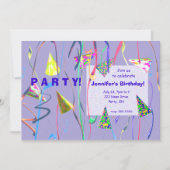 Happy Birthday Party Hats Einladung (Vorderseite)