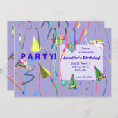 Happy Birthday Party Hats Einladung (Vorne/Hinten)