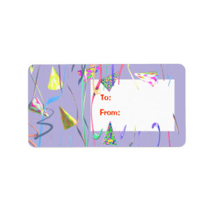 Happy Birthday Party Hats Gift Tag Adressaufkleber