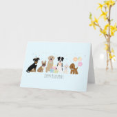 Happy Birthday Party Hunde Blue Karte (Gelbe Blume)
