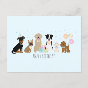 Happy Birthday Party Hunde Blue Postkarte