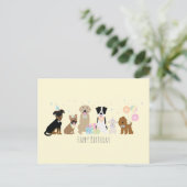 Happy Birthday Party Hunde Gelb Postkarte (Stehend Vorderseite)