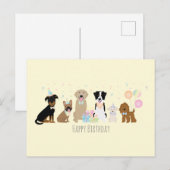 Happy Birthday Party Hunde Gelb Postkarte (Vorne/Hinten)