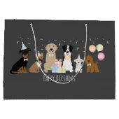 Happy Birthday Party Hunde Große Geschenktüte (Rückseite)