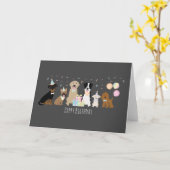 Happy Birthday Party Hunde Karte (Gelbe Blume)