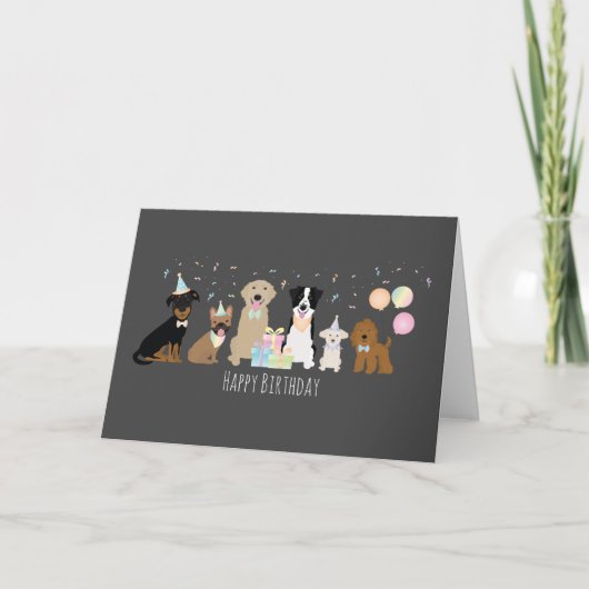 Happy Birthday Party Hunde Karte (Vorderseite)