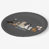 Happy Birthday Party Hunde Pappteller (Schrägansicht)