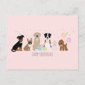 Happy Birthday Party Hunde Pink Postkarte (Vorderseite)