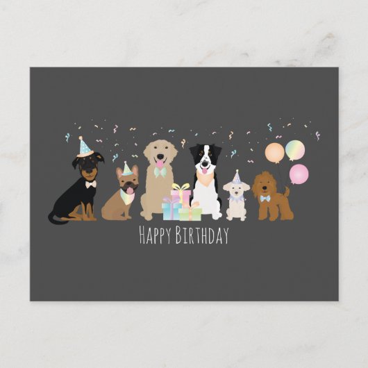 Happy Birthday Party Hunde Postkarte (Vorderseite)