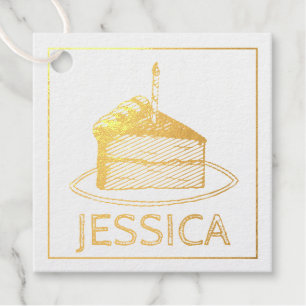 Happy Birthday Party Layer Cake Slice Candle Geschenkanhänger
