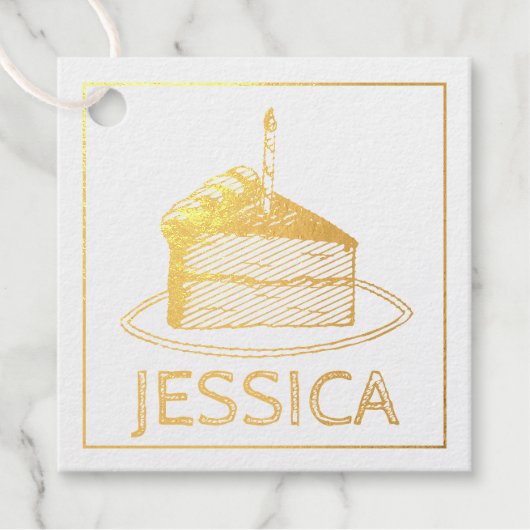 Happy Birthday Party Layer Cake Slice Candle Geschenkanhänger (Vorderseite)