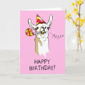 Happy Birthday Party Llama Card Karte (Gelbe Blume)