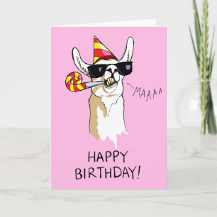 Happy Birthday Party Llama Card mit Sonnenbrille Karte