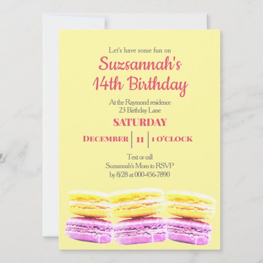 Happy Birthday Party Macaron Cookie Custom Einladung (Rückseite)