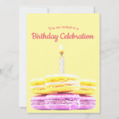 Happy Birthday Party Macaron Cookie Custom Einladung (Vorderseite)