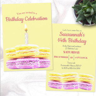 Happy Birthday Party Macaron Cookie Custom Einladung