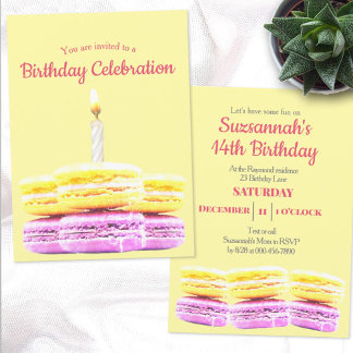 Happy Birthday Party Macaron Cookie Custom Einladung