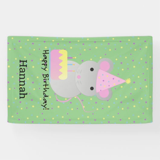 Happy Birthday Party Mouse Banner (Horizontal)