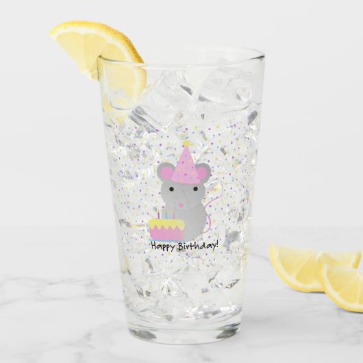 Happy Birthday Party Mouse Glas (Vorderseite Ice)
