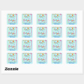 Happy Birthday Party Name Personalisiert Gelb Quadratischer Aufkleber (Blatt)