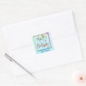 Happy Birthday Party Name Personalisiert Gelb Quadratischer Aufkleber (Umschlag)